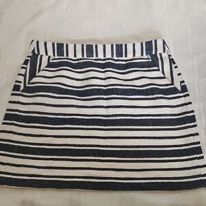 Banana Republic Navy Blue and White A-Line Mini Skirt